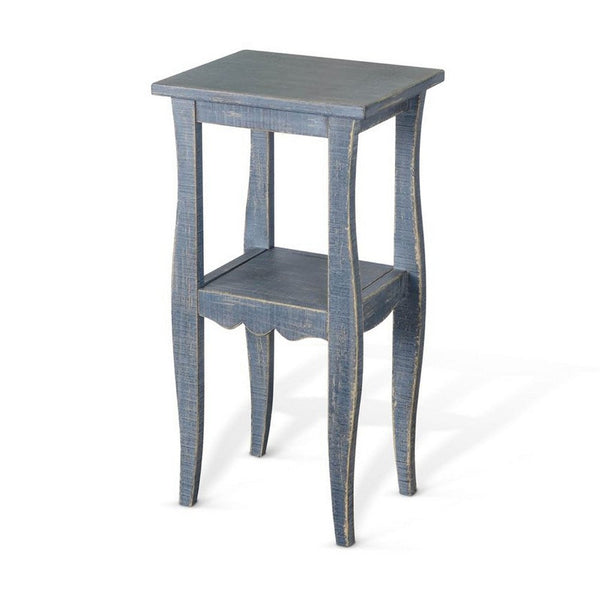 Zela Small Side End Table with Lower Shelf and Curved Legs, Ocean Blue, 11x14 Top - BM339788
