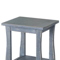 Zela Small Side End Table with Lower Shelf and Curved Legs, Ocean Blue, 11x14 Top - BM339788