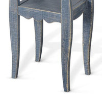 Zela Small Side End Table with Lower Shelf and Curved Legs, Ocean Blue, 11x14 Top - BM339788
