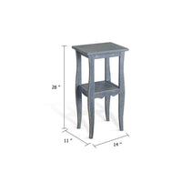 Zela Small Side End Table with Lower Shelf and Curved Legs, Ocean Blue, 11x14 Top - BM339788