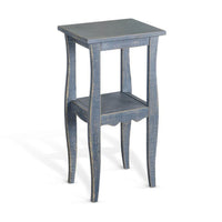 Zela Small Side End Table with Lower Shelf and Curved Legs, Ocean Blue, 11x14 Top - BM339788