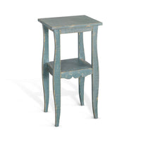 Zela Small Side End Table with Lower Shelf and Curved Legs, Sea Grass Green, 11x14 Top - BM339789