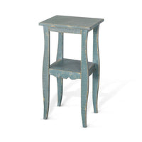 Zela Small Side End Table with Lower Shelf and Curved Legs, Sea Grass Green, 11x14 Top - BM339789