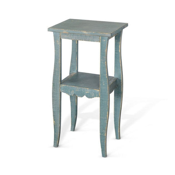 Zela Small Side End Table with Lower Shelf and Curved Legs, Sea Grass Green, 11x14 Top - BM339789