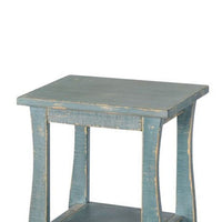 Zela Small Side End Table with Lower Shelf and Curved Legs, Sea Grass Green, 11x14 Top - BM339789