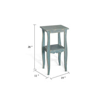 Zela Small Side End Table with Lower Shelf and Curved Legs, Sea Grass Green, 11x14 Top - BM339789