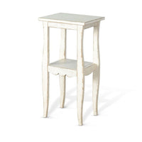 Zela Small Side End Table with Lower Shelf and Curved Legs, White Sand, 11x14 Top - BM339790