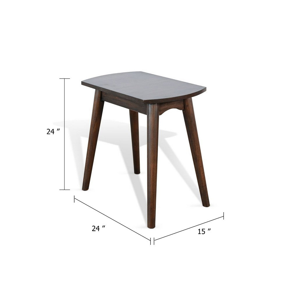 Neva Chairside Table, 24 Inch Rectangular Top, Angled Legs, Dark Brown - BM339791