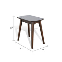 Neva Chairside Table, 24 Inch Rectangular Top, Angled Legs, Dark Brown - BM339791