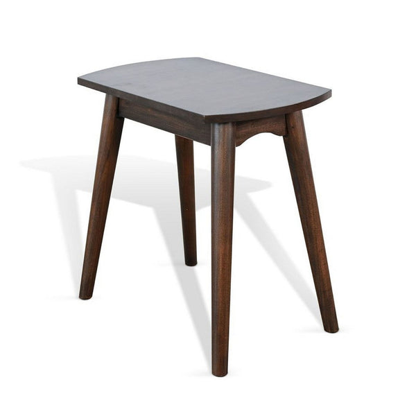 Neva Chairside Table, 24 Inch Rectangular Top, Angled Legs, Dark Brown - BM339791