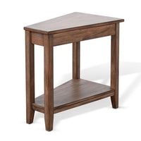 Yael Side End Table, 24 Inch Wedge Top with Open Shelf, Natural Brown - BM339792