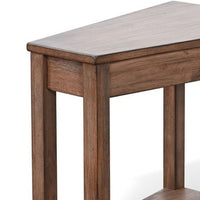 Yael Side End Table, 24 Inch Wedge Top with Open Shelf, Natural Brown - BM339792