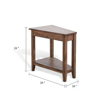 Yael Side End Table, 24 Inch Wedge Top with Open Shelf, Natural Brown - BM339792