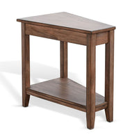 Yael Side End Table, 24 Inch Wedge Top with Open Shelf, Natural Brown - BM339792