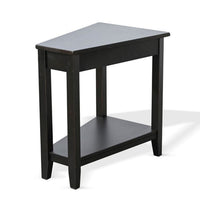 Yael Side End Table, 24 Inch Wedge Top with Open Shelf, Modern Black - BM339793