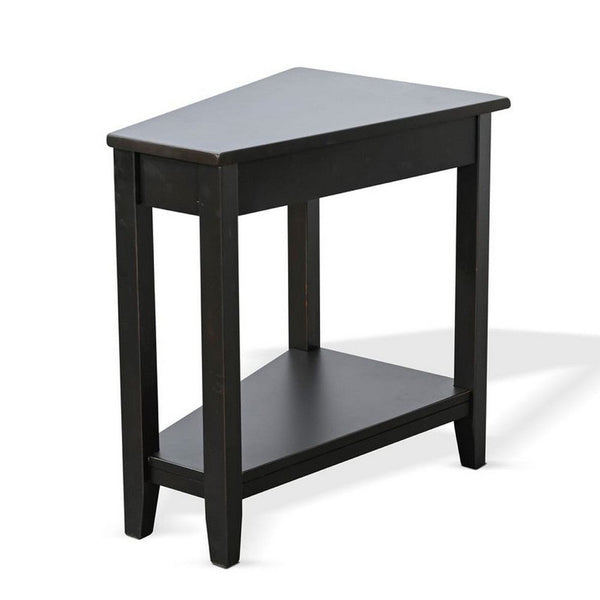 Yael Side End Table, 24 Inch Wedge Top with Open Shelf, Modern Black - BM339793