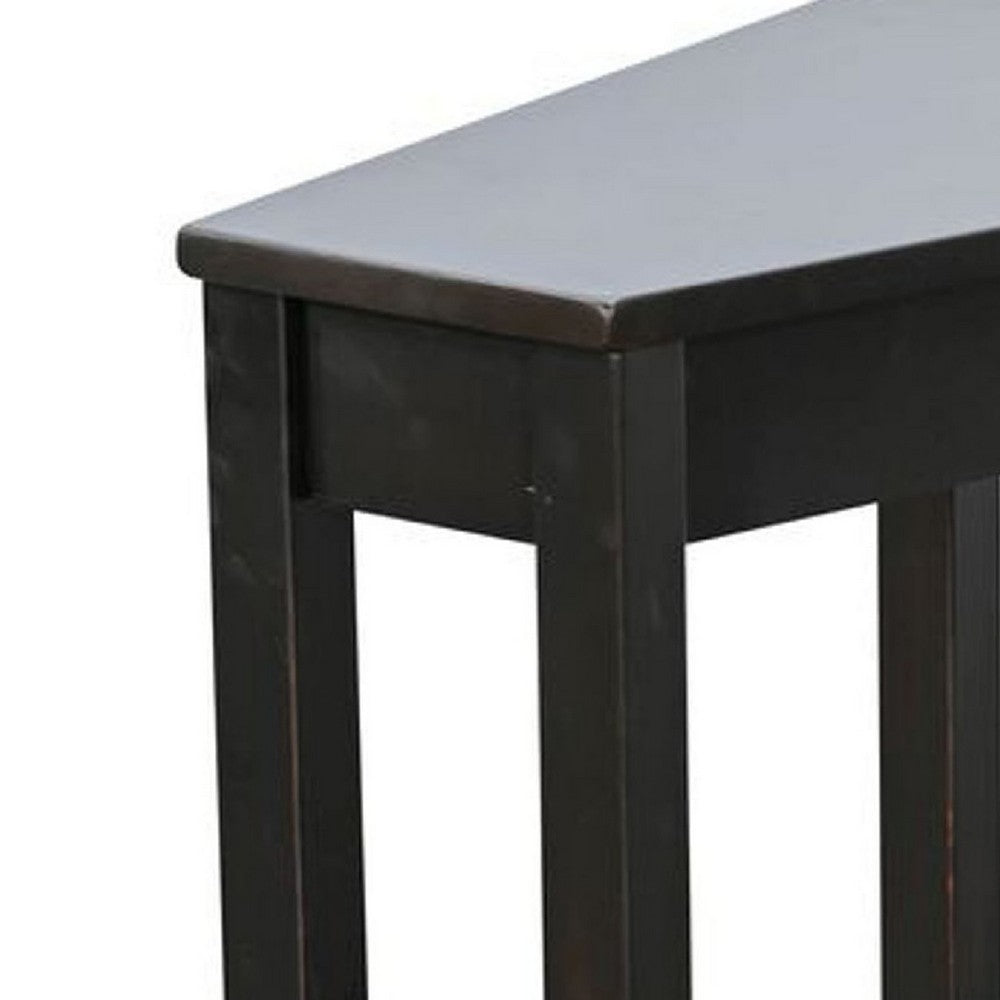 Yael Side End Table, 24 Inch Wedge Top with Open Shelf, Modern Black - BM339793