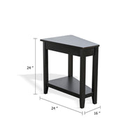 Yael Side End Table, 24 Inch Wedge Top with Open Shelf, Modern Black - BM339793