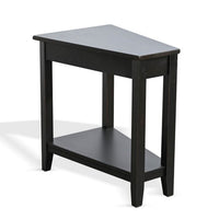 Yael Side End Table, 24 Inch Wedge Top with Open Shelf, Modern Black - BM339793