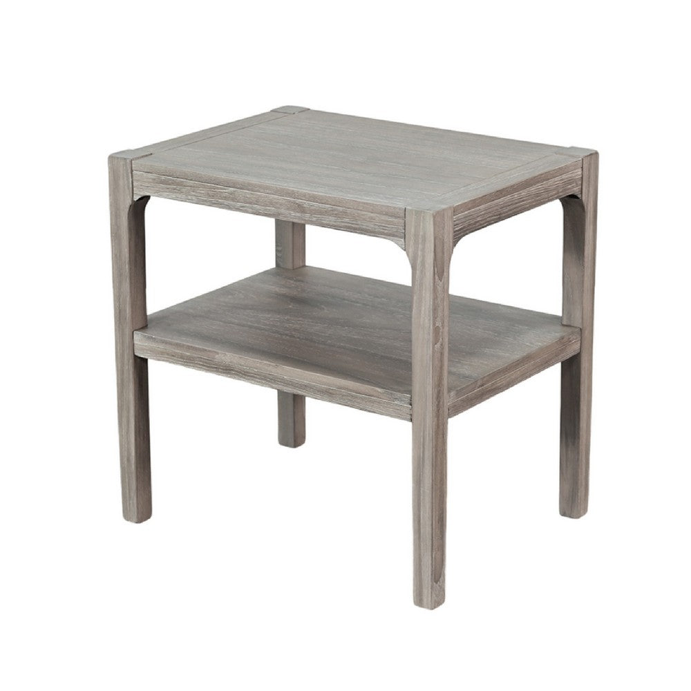 Fela Chair Side Table, 24 Inch Top with Open Shelf, Natural Brown - BM339794