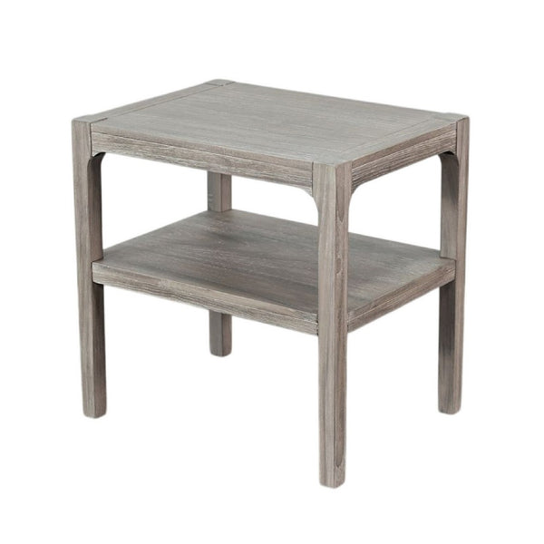 Fela Chair Side Table, 24 Inch Top with Open Shelf, Natural Brown - BM339794