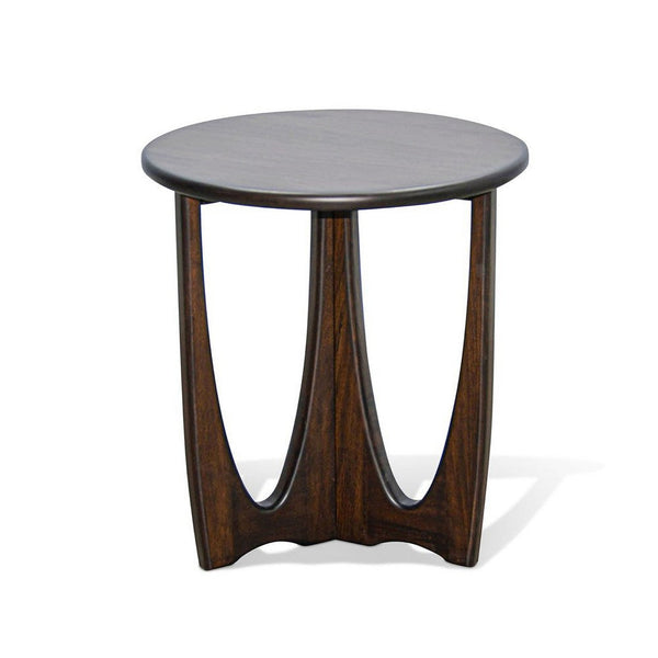 Natra Chairside Table, 22 Inch Round Top w Cutout Base, Dark Brown - BM339795