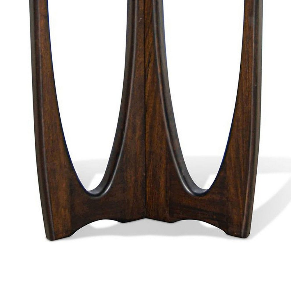 Natra Chairside Table, 22 Inch Round Top w Cutout Base, Dark Brown - BM339795