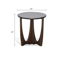 Natra Chairside Table, 22 Inch Round Top w Cutout Base, Dark Brown - BM339795