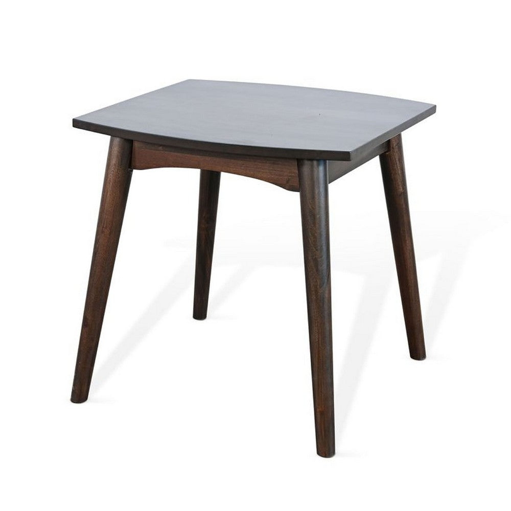 Neva Side End Table, 24 Inch Square Top with Angled Legs, Dark Brown - BM339796