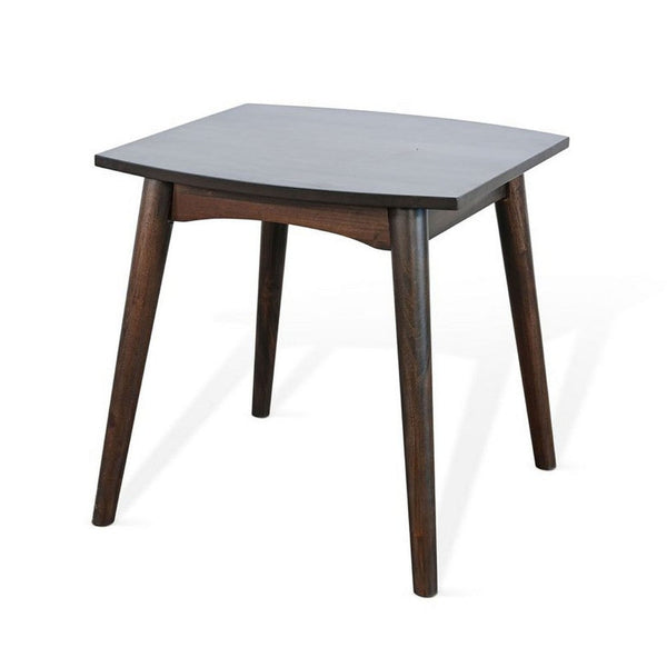 Neva Side End Table, 24 Inch Square Top with Angled Legs, Dark Brown - BM339796