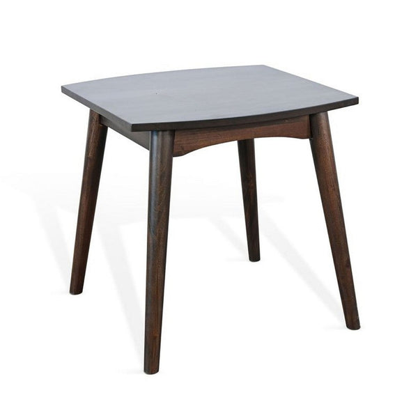 Neva Side End Table, 24 Inch Square Top with Angled Legs, Dark Brown - BM339796