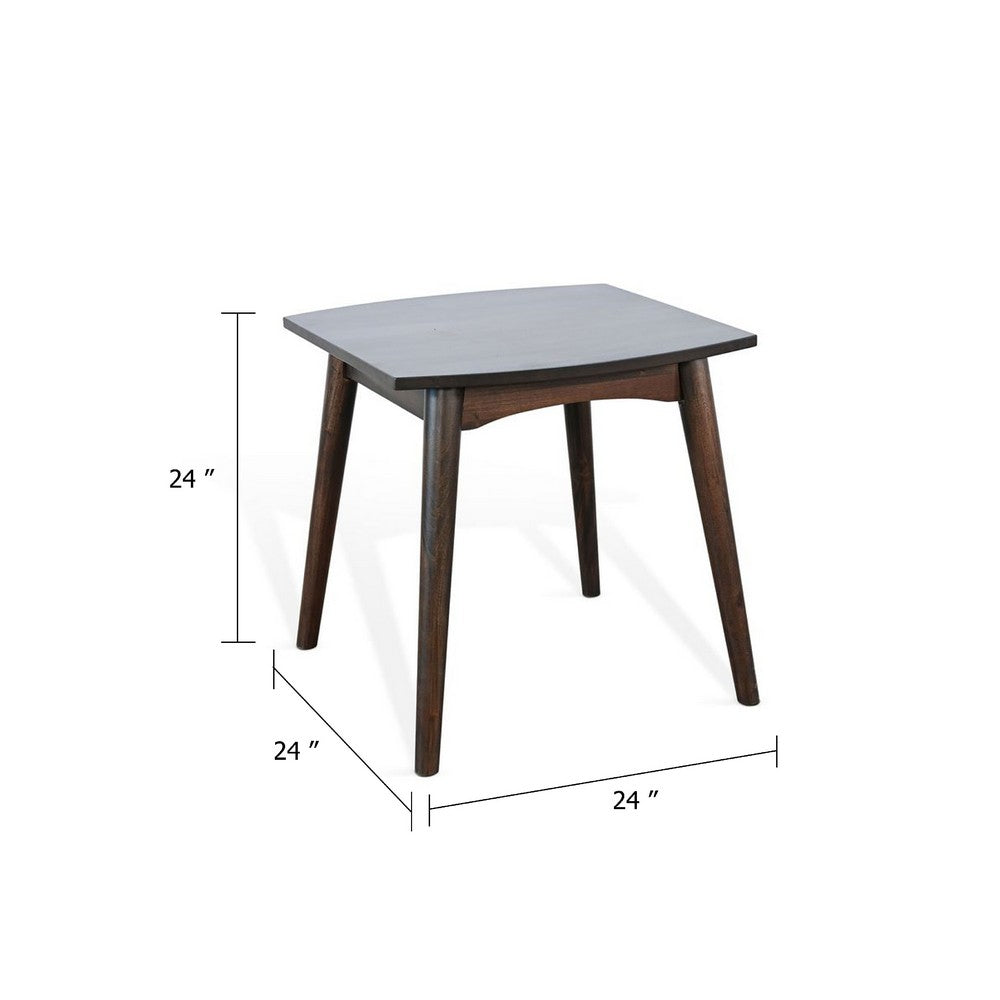 Neva Side End Table, 24 Inch Square Top with Angled Legs, Dark Brown - BM339796