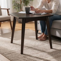 Neva Side End Table, 24 Inch Square Top with Angled Legs, Dark Brown - BM339796