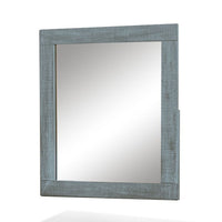 Modern Wall Mirror, 32x38 Rectangular Frame, Textured Blue Solid Wood - BM339797