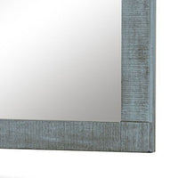 Modern Wall Mirror, 32x38 Rectangular Frame, Textured Blue Solid Wood - BM339797