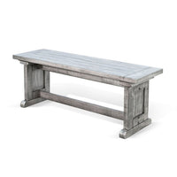 Bench, 48 Inch Wide Farmhouse Plank Style Seat, Gray Pedestal Base - BM339798