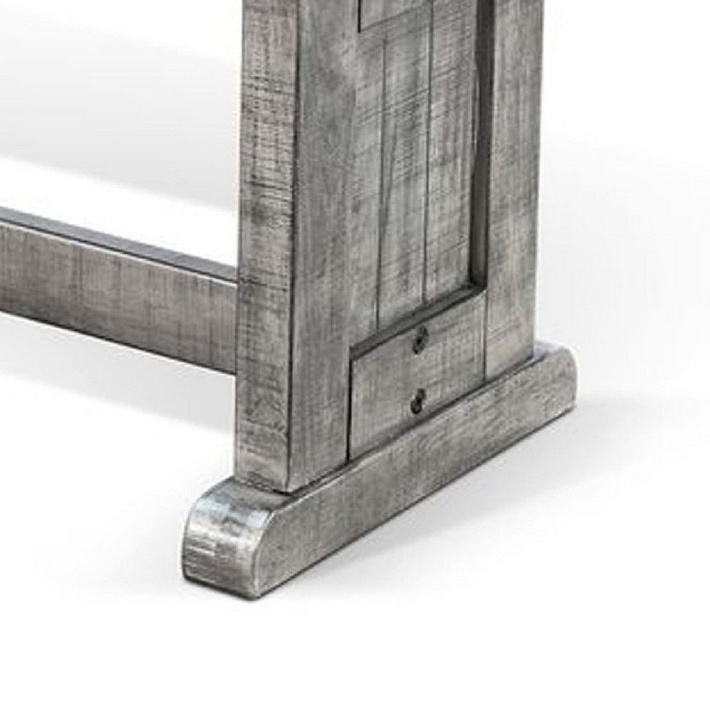 Bench, 48 Inch Wide Farmhouse Plank Style Seat, Gray Pedestal Base - BM339798