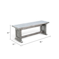 Bench, 48 Inch Wide Farmhouse Plank Style Seat, Gray Pedestal Base - BM339798