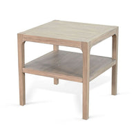 Side End Table with Lower Shelf, 24 Inch Square Top, Natural Brown - BM339799