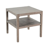 Side End Table with Lower Shelf, 24 Inch Square Top, Natural Brown - BM339799