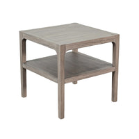 Side End Table with Lower Shelf, 24 Inch Square Top, Natural Brown - BM339799