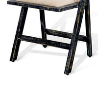 Shen Folding Dining Chair Set of 2, Black Wood Frame, Beige Cushion - BM339800