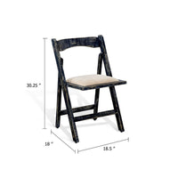 Shen Folding Dining Chair Set of 2, Black Wood Frame, Beige Cushion - BM339800