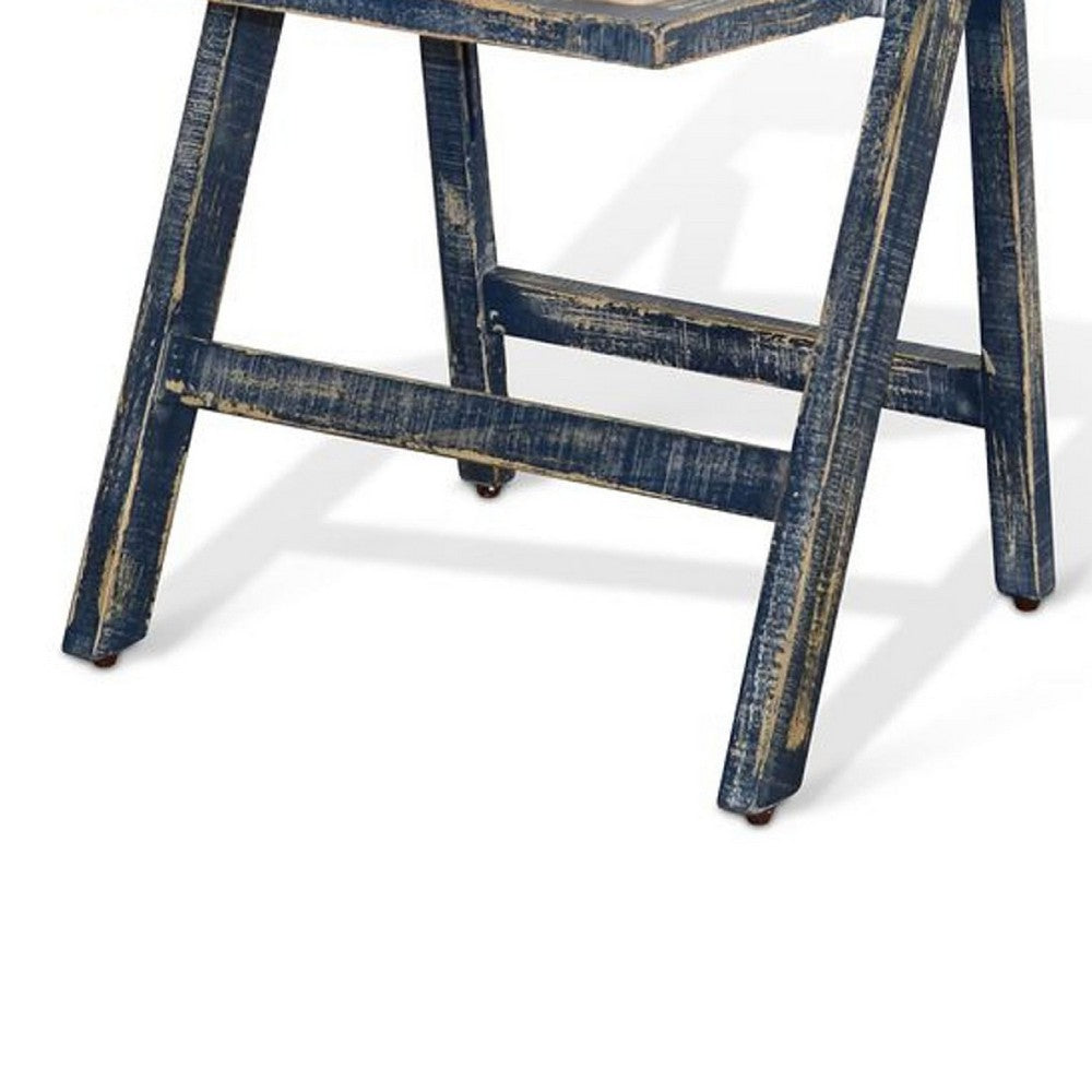 Shen Folding Dining Chair Set of 2, Ocean Blue Frame, Beige Cushion - BM339801