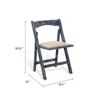 Shen Folding Dining Chair Set of 2, Ocean Blue Frame, Beige Cushion - BM339801