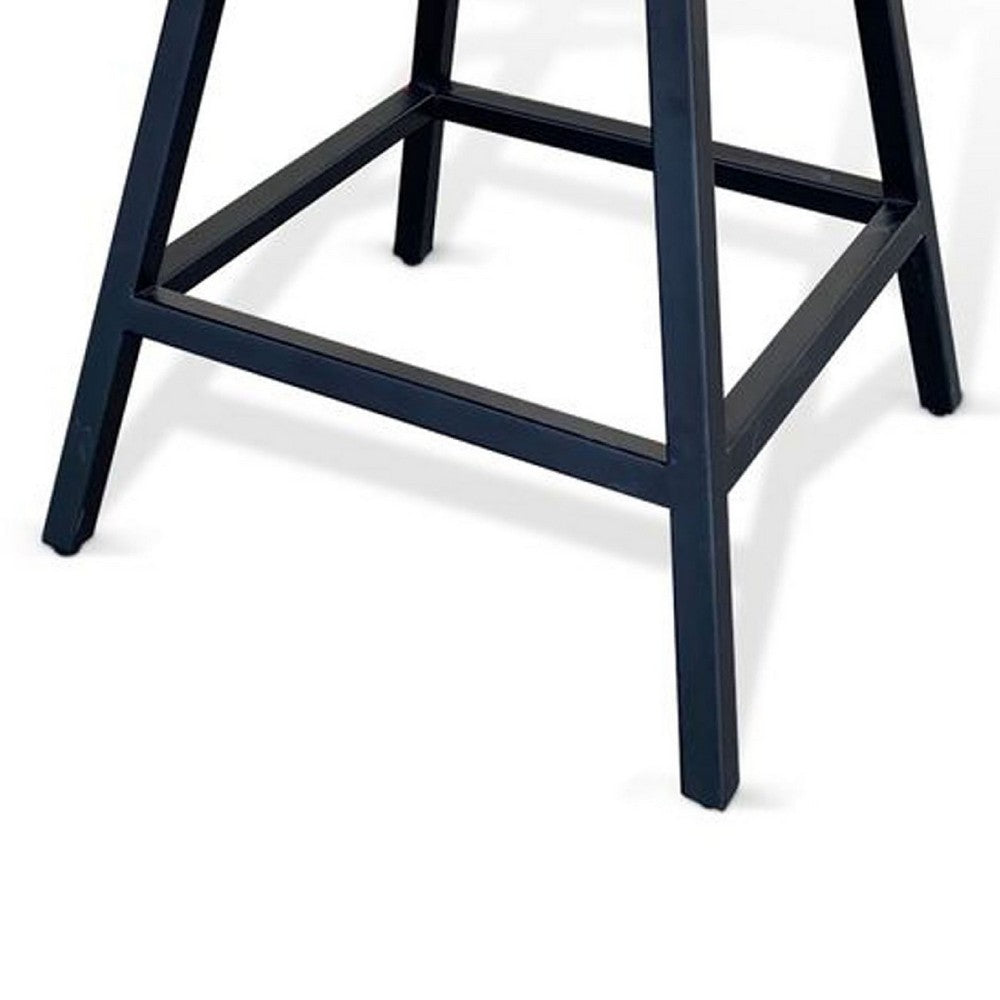 24 Inch Counter Height Swivel Barstool, Mahogany Wood Seat, Black Base - BM339802