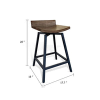 24 Inch Counter Height Swivel Barstool, Mahogany Wood Seat, Black Base - BM339802