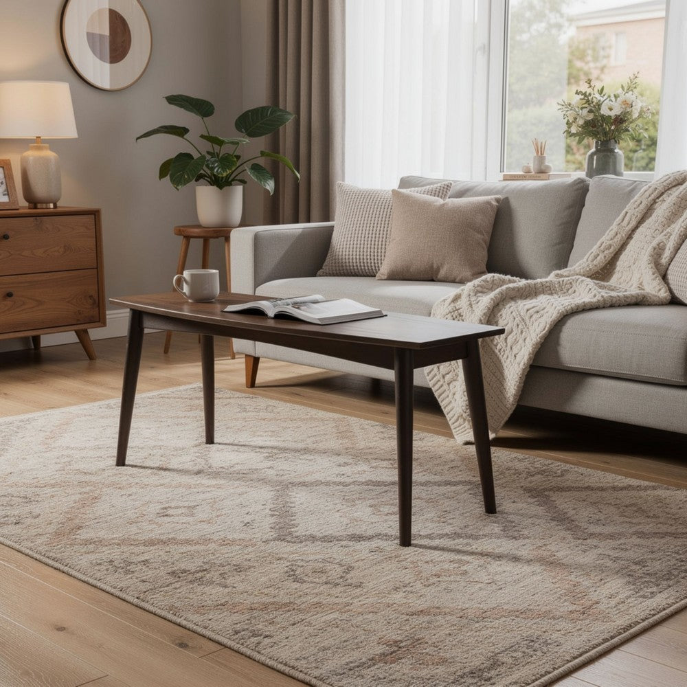 Neva Sofa Console Table, 48 Inch Rectangular, Angled Legs, Dark Brown - BM339803