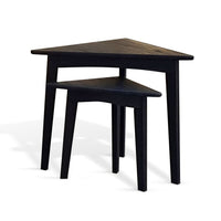 Liom Nesting Side Table Set of 2, Triangular Top, Black Solid Mindi Wood - BM339804
