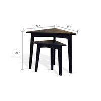 Liom Nesting Side Table Set of 2, Triangular Top, Black Solid Mindi Wood - BM339804